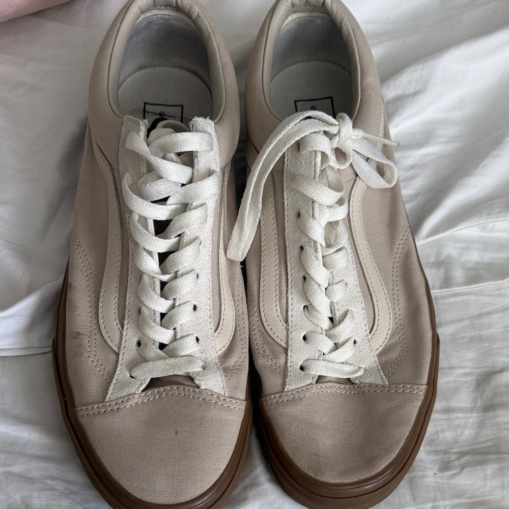 Vans Beige and White Sneakers